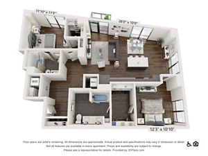 2 beds, 2 baths, 1,304 sqft, $3,500