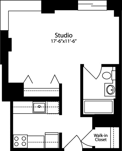 Studio, 1 bath, 419 sqft, $3,342, Unit 9J