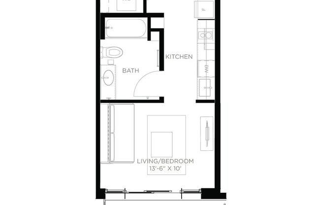 Studio, 1 bath, 380 sqft, $1,250, Unit 510