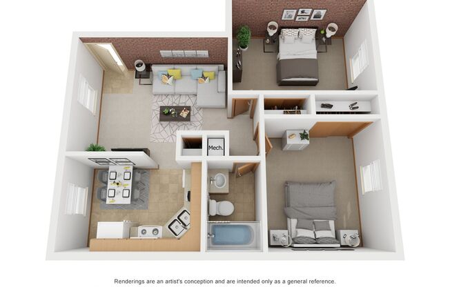 2 beds, 1 bath, 750 sqft, $975, Unit 1217-07