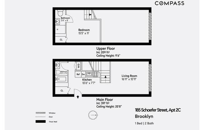 1 bed, $3,600, Unit 2C