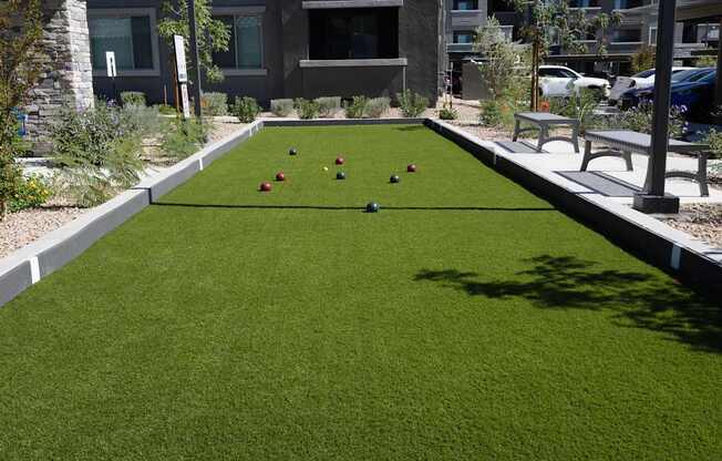 Bocce ball court located at the back of the resort style pool