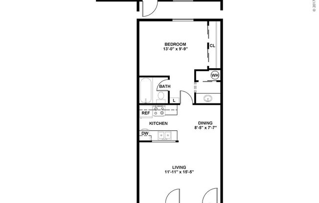 1 bed, 1 bath, 585 sqft, $799