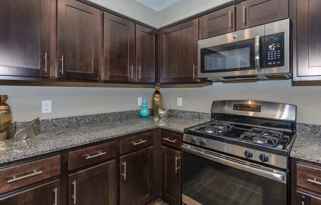 Wooden cabinets in kitchen at Level 25 at Durango by Picerne, Nevada, 89113