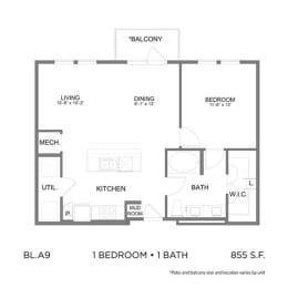 1 bed, 1 bath, 854 sqft, $1,991