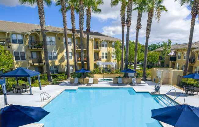 Pool area at 55+ FountainGlen Temecula