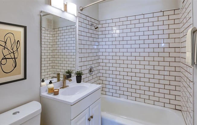 Bathroom with Subway Tile at The Lafayette, Virginia