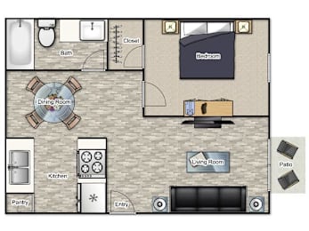 1 bed, 1 bath, 975 sqft, $1,550