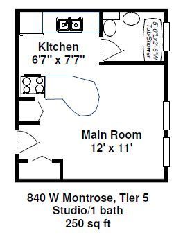 Studio, 1 bath, $1,100, Unit 840-505