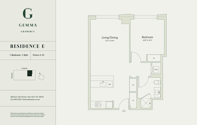 1 bed, 1 bath, $6,995, Unit 14E