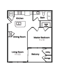 1 bed, 1 bath, 700 sqft, $1,621