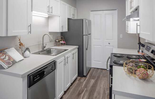 Kitchen with stainless appliances at Canyon Park, Beaverton, OR