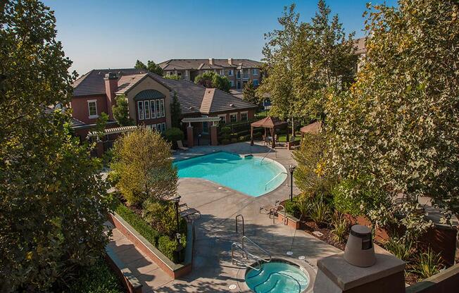 overhead view of pool area