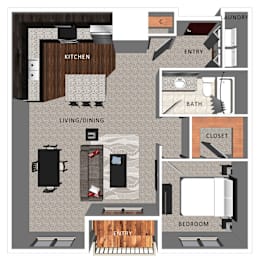 1 bed, 1 bath, 764 sqft, $1,225
