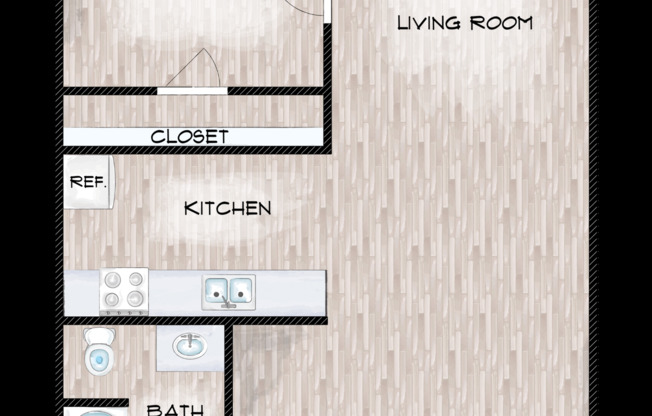 1 bed, 1 bath, 606 sqft, $1,209, Unit 314