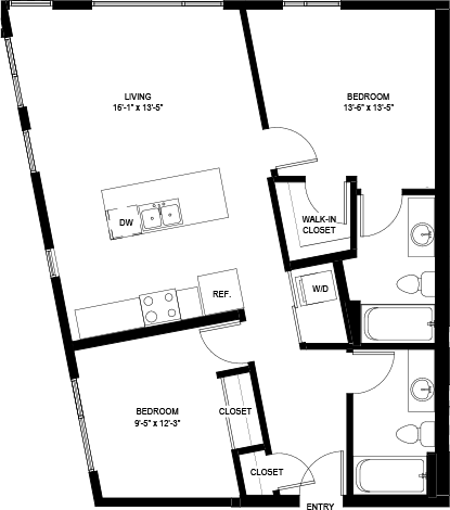 2 beds, 2 baths, 942 sqft, $2,912, Unit 624