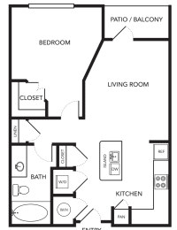 1 bed, 1 bath, 615 sqft, $1,490