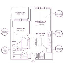 1 bed, 1 bath, 631 sqft, $2,952