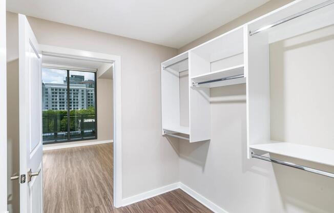 Discover spacious living at Modera Parkside, where our apartment homes feature large closets with built-in shelving for all your storage needs. Experience a perfect blend of style and functionality in the heart of Midtown Atlanta!