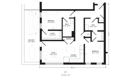 2 beds, 2 baths, 1,046 sqft, $2,270