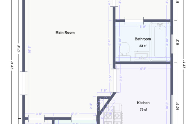 Studio, 1 bath, 400 sqft, $925, Unit 4415-104