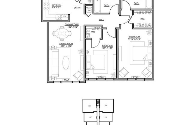 2 beds, 2 baths, 1,155 sqft, $3,250, Unit 215