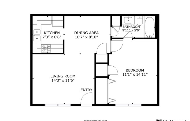 1 bed, 1 bath, 515 sqft, $971, Unit 3