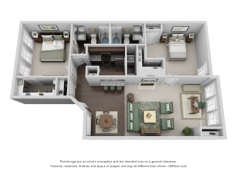 2 beds, 2 baths, 1,096 sqft, $1,924