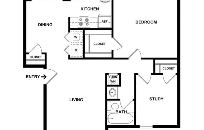 2 beds, 1 bath, 812 sqft, $805