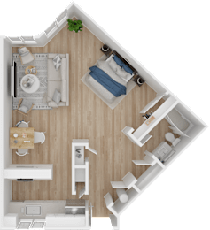 Studio, 1 bath, 500 sqft, $2,025