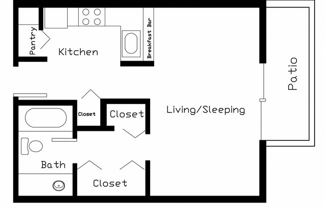 Studio, 1 bath, 430 sqft, $1,375