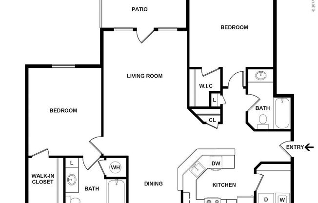 2 beds, 2 baths, 1,296 sqft, $1,569