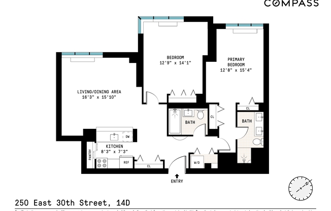 2 beds, 2 baths, $8,000, Unit 14D