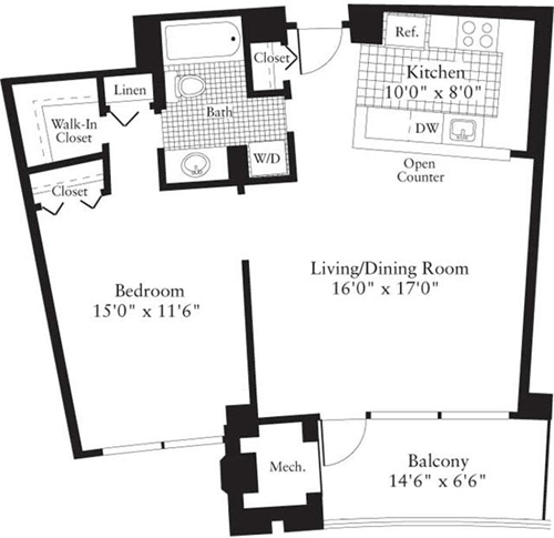 1 bed, 1 bath, 725 sqft, $2,311