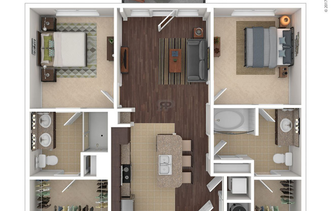 2 beds, 2 baths, 967 sqft, $1,981