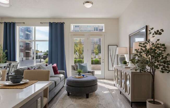 a living room with a couch and a