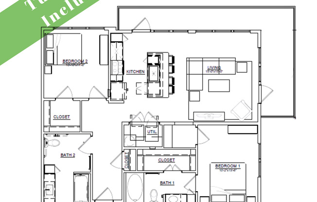 2 beds, 2 baths, 1,116 sqft, $2,499
