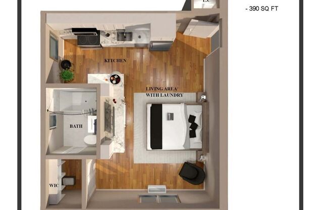 Studio, 1 bath, 380 sqft, $1,995, Unit 212