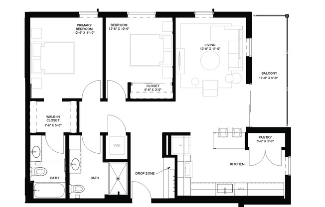2 beds, 2 baths, 1,016 sqft, $2,550, Unit 502