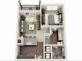 Studio, 1 bath, 614 sqft, $1,461