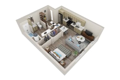 Studio, 1 bath, 527 sqft, $1,301