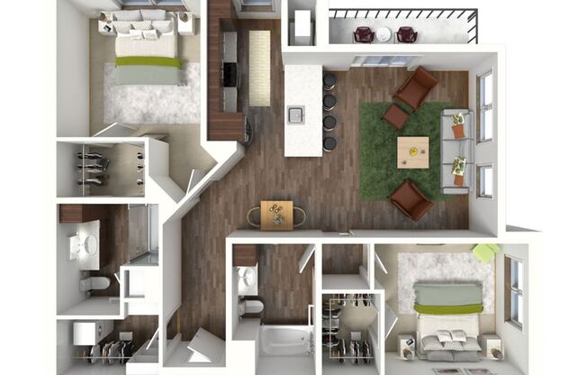 2 beds, 2 baths, 1,174 sqft, $1,995, Unit C-202