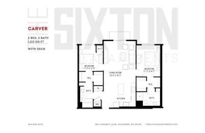 2 beds, 2 baths, 1,113 sqft, $1,744
