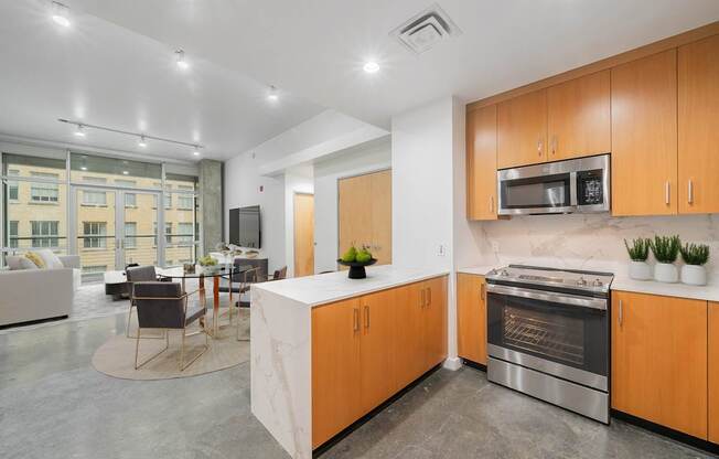 Stainless steel appliances in select units