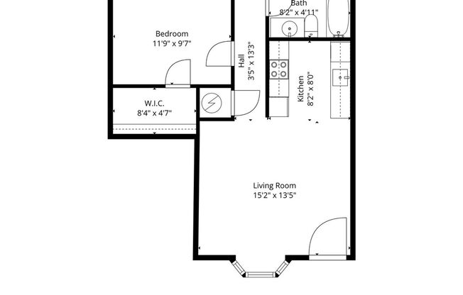 1 bed, 1 bath, 420 sqft, $1,175, Unit 14