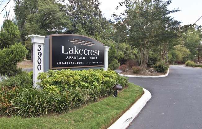Property Signage at Lakecrest Apartments, PRG Real Estate Management, Greenville