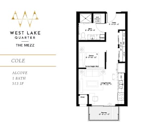 Studio, 1 bath, 511 sqft, $1,495