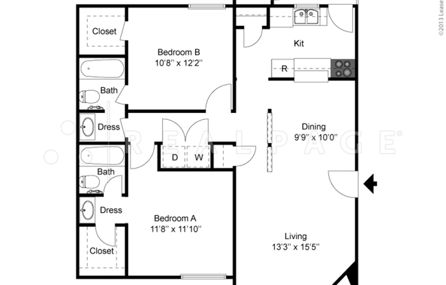 2 beds, 2 baths, 1,041 sqft, $1,290