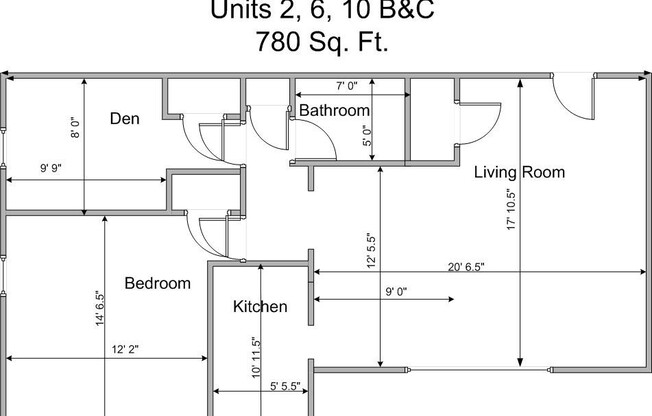 2 beds, 1 bath, 710 sqft, $1,640, Unit 10C