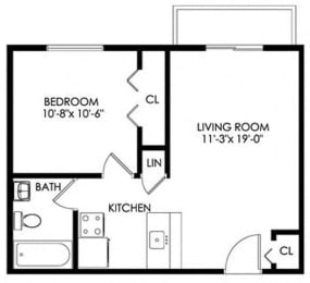 1 bed, 1 bath, 505 sqft, $895